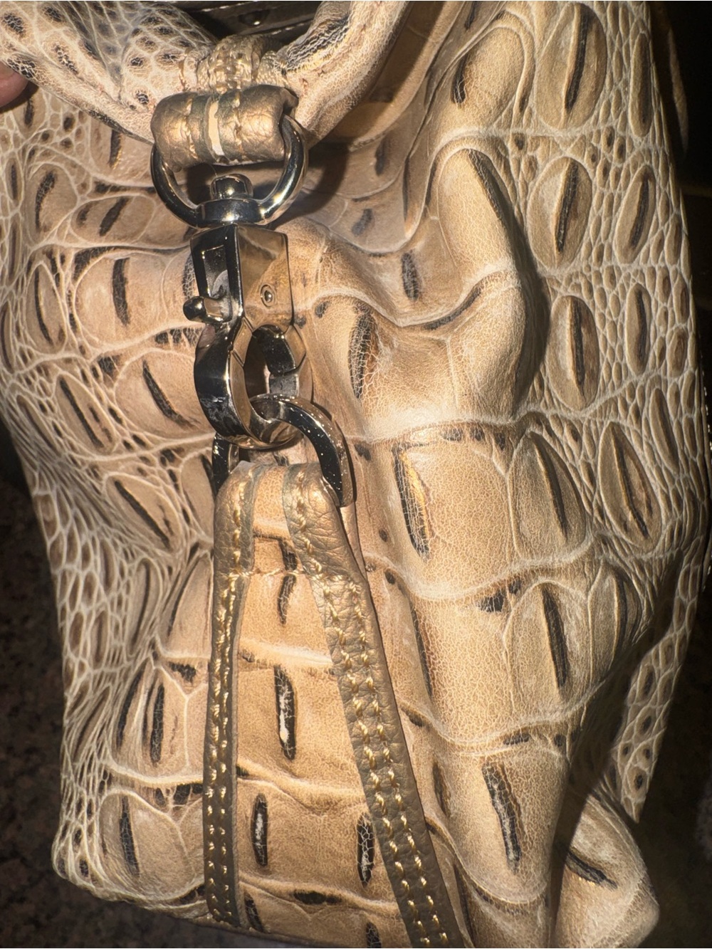 Sharif Croc-Embossed Shoulder Bag with pouch EUC - Picture 10 of 10